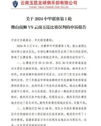 玉昆就首轮争议判罚申诉足协 已交书面报告待回复